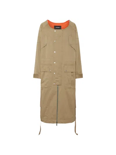 Dsquared2 Raw-cut Washed-effect Parka Coat In Neutral