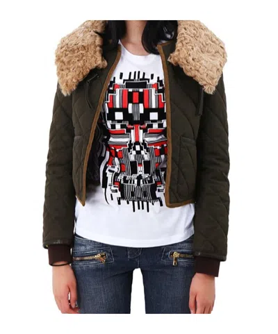 Dsquared2 Real Fur Quilted Layered Jacket In Brown