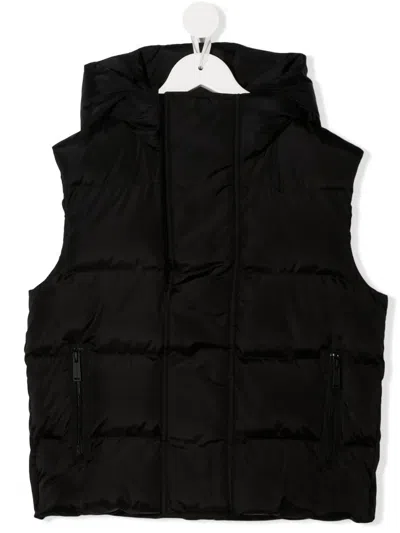 Dsquared2 Kids' Rear-logo Hooded Puffer Vest In Black