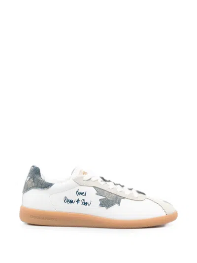 Dsquared2 Rebel Denim-patch Logo-print Sneakers In White
