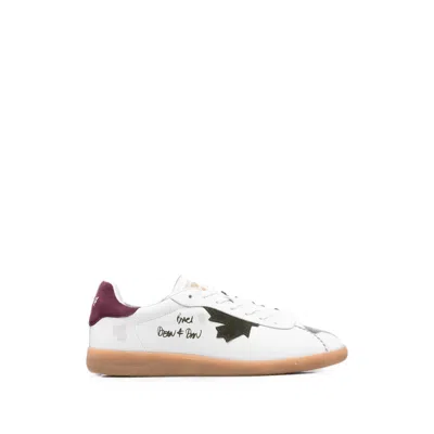 Dsquared2 Rebel Maple-leaf Leather Sneakers In White