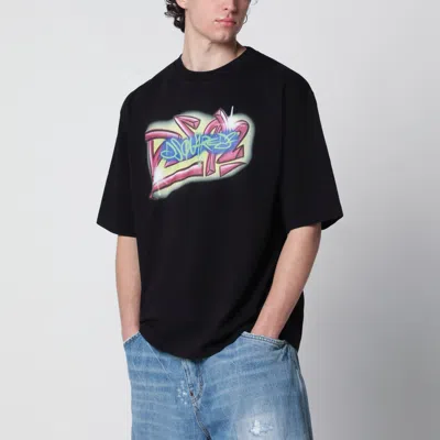 Dsquared2 Rebel Tags Loose-fit Cotton T-shirt In Black