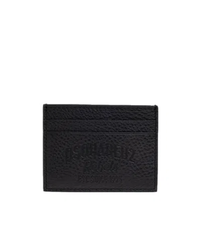 Dsquared2 Rebels Embossed Card Holder In Black