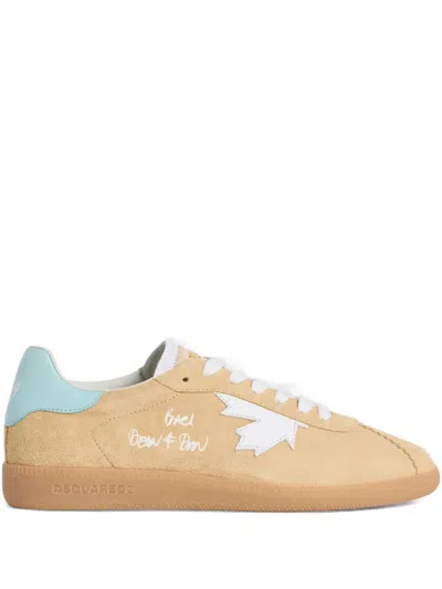 Dsquared2 Rebels Leaf Appliqué Trainers In Neutral