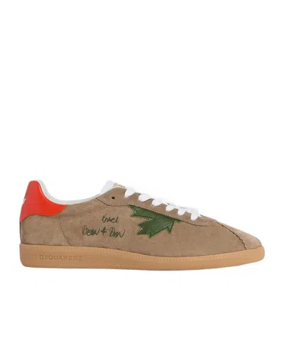 Dsquared2 Lace-up Round-neck Sneakers In Brown