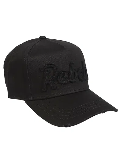 Dsquared2 Rebels Structured Cotton Embroidered Cap In Purple