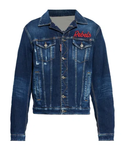 Dsquared2 Rebels Vintage Denim Jacket In Blue