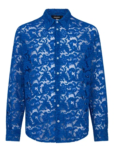 Dsquared2 Rebrodé-lace Long-sleeve Shirt In Multi