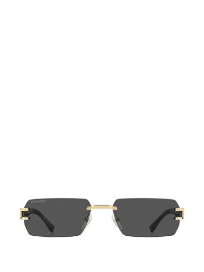 Dsquared2 Rectangle-frame Sunglasses In Gold