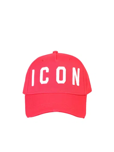 DSQUARED2 RED AND WHITE ICON HAT