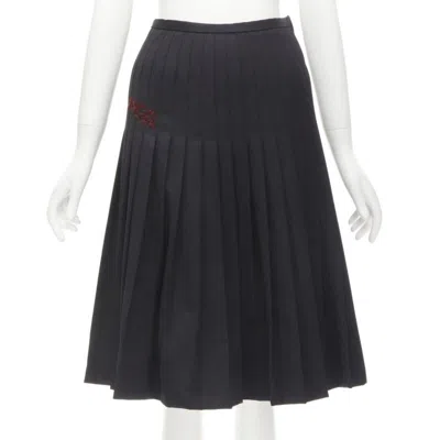Pre-owned Dsquared2 Red Angel Embroidery Black Pleated Flared Knee Length Skirt It38 Xs