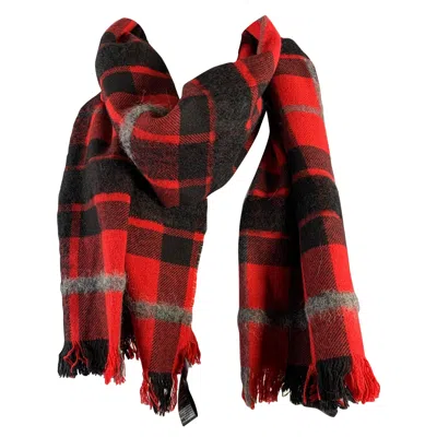 Pre-owned Dsquared2 Red Black Plaid Wool Blend Scarves