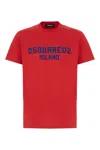 Dsquared2 Red Crewneck T-shirt With Logo Lettering On The Front In Cotton Man In White