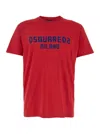 Dsquared2 Red Crewneck T-shirt With Logo Lettering On The Front In Cotton Man In Red