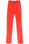 DSQUARED2 RED FRENCH TERRY STRIPED JOGGERS FOR MEN