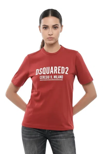 Dsquared2 Red Graphic Crew Neck T-shirt