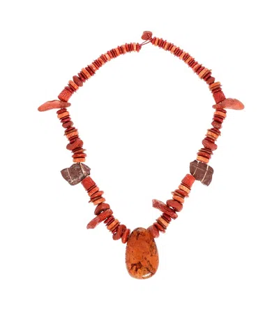 Dsquared2 Red Maxi Stone Pendant Necklace