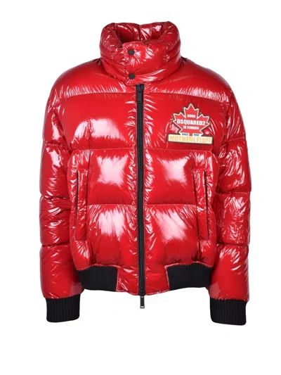 Dsquared2 Red Polyamide Zip Down Jacket