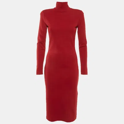 Pre-owned Dsquared2 Red Stretch Knit Turtleneck Midi Dress M