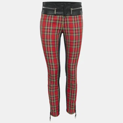 Pre-owned Dsquared2 Red/blue Scottish Check And Denim Denise Fit Jeans S Waist 29'