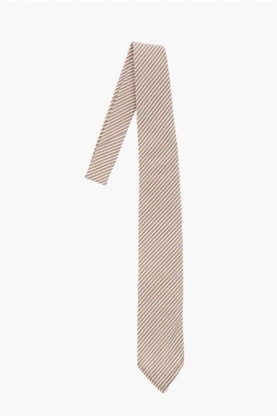 Dsquared2 Regimental Striped Silk Tie In Brown