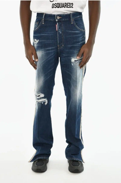 Dsquared2 Regular Fit Jeans With Floral Motif Side Band 22cm In Blue