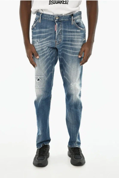 Dsquared2 Regular Fit Sexy Twist Jeans With Logo Button 15cm In Blue