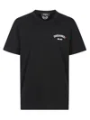Dsquared2 Men Black Crew-neck T-shirt With Logo On The Front In Cotton Man In Black