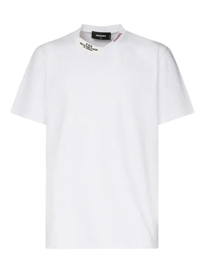 Dsquared2 Regular Fit T-shirt With Embroidered Logo In White
