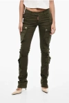 Dsquared2 Regular Waist Cotton Twill Cargo Pants With Floral Applicati