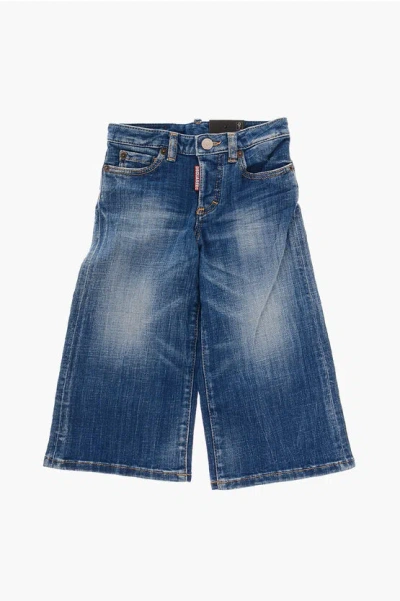 Dsquared2 Regular Waist Page Wide Jeans In Blue