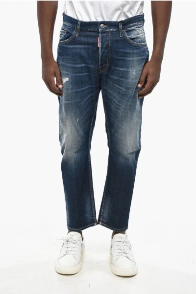 Dsquared2 Regular Waist Stretch Denim Bro Jeans 19cm In Blue