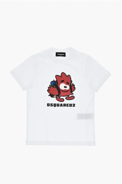 Dsquared2 Relax Crewneck Cotton T-shirt With Print In White