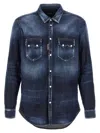 Dsquared2 Relaxed Fit Denim Shirt With Vintage Wash In Blue