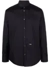 Dsquared2 Dsquared Men Black Stretch Poplin Shirt In Blue