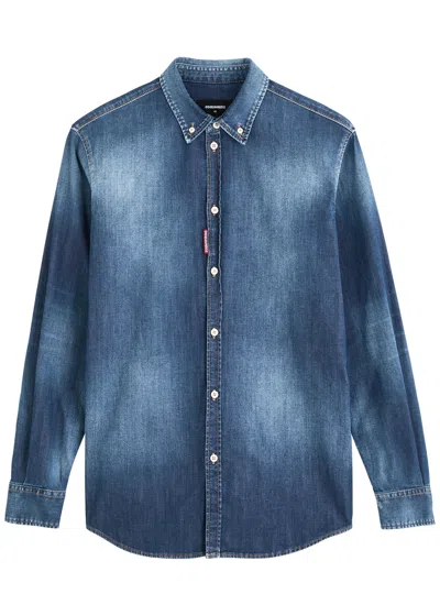 Dsquared2 Relax Dan Stretch-denim Shirt In Navy