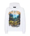 Dsquared2 Cotton Sweatshirt With Nature-inspired Print And Adjustable Hood In White