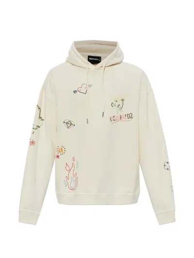 Dsquared2 Relax Fit Hoodie In Neutral