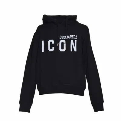 DSQUARED2 DSQUARED2 RELAXED BLACK HOODIE WITH ICONIC LOGO PRINT