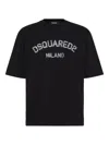 Dsquared2 Loose Fit Tee Logo Dsq2 Milano Sbiadito Effetto Texture Jersey Di Cotone T-shirt In Black