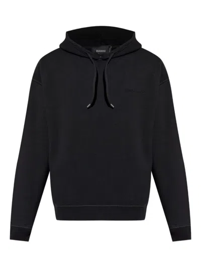 DSQUARED2 RELAXED FIT BLACK HOODIE WITH EMBOSSED LOGO