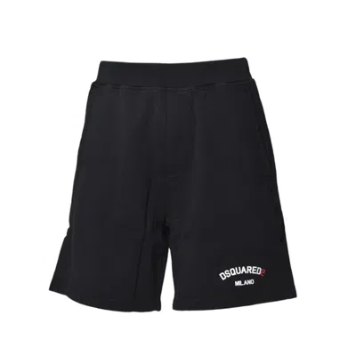 Dsquared2 Relaxed Fit Black Shorts With Logo Detail