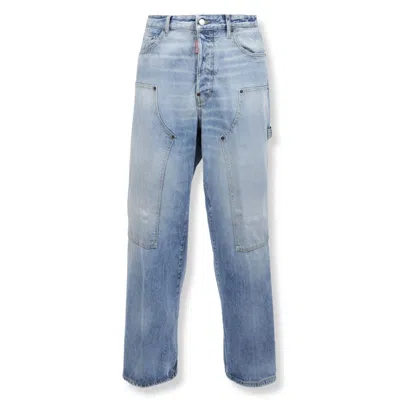 Dsquared2 Relaxed Fit Carpenter Jeans With Utility Pockets In Blue