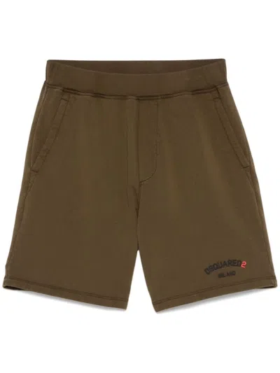 Dsquared2 Relaxed Fit Cotton Shorts With Subtle Branding In Green