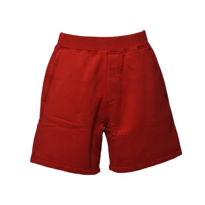 Dsquared2 Relaxed Fit Cotton Shorts With Subtle Logo Detail In Red