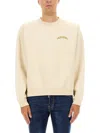 Dsquared2 Relaxed-fit Cotton Sweatshirt With Curved Logo In Neutral