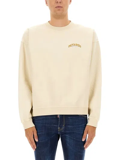 DSQUARED2 RELAXED-FIT COTTON SWEATSHIRT WITH CURVED LOGO