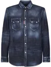 Dsquared2 Relaxed Fit Denim Shirt With Vintage Wash In Blue