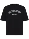 Dsquared2 Loose Fit Black Cotton T-shirt With Vintage Logo In Black