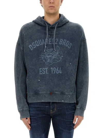 DSQUARED2 RELAXED-FIT GREY SWEATSHIRT WITH ICONIC LOGO PRINT